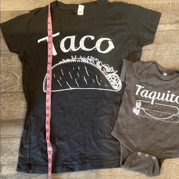 Rabbit Skins Black Short Sleeve Tees with Taco Designs NWOT Mommy & Baby set - Picture 6 of 8